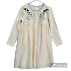 Hanna Andersson Unicorn Dress Cream with Sparkly Tulle Size 120 US 6-7